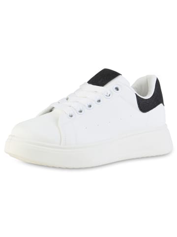 VAN HILL Plateau Sneaker Bianca in Weiss Schwarz