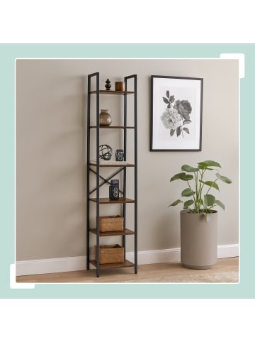 relaxdays Bücherregal in Braun/ Schwarz -  (B)40 x (H)187 x (T)32 cm