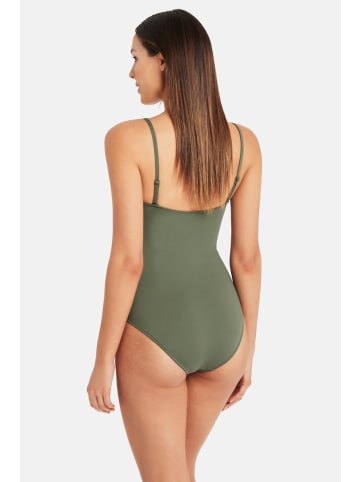 Sea Level Essentials High Leg Bandeau One Piece in KHAKI