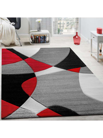 KADIMA DESIGN Teppich Kurzflor Abstrakt Wohnzimmer in Rot