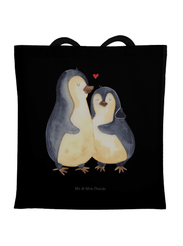 Mr. & Mrs. Panda canvas tasche Pinguin umarmen ohne Spruch in Schwarz