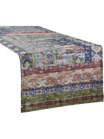 Sander Baumwollmischung, Gewebt, Gobelin Tischläufer Soumak in blau/braun