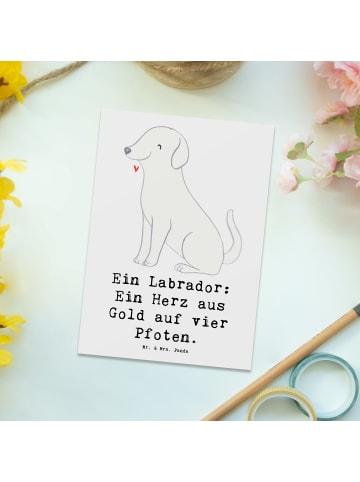 Mr. & Mrs. Panda Postkarte Labrador Herz mit Spruch in Weiß