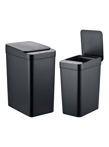 relaxdays 2 x Mülleimer mit Sensor in Schwarz - 9 & 15 Liter