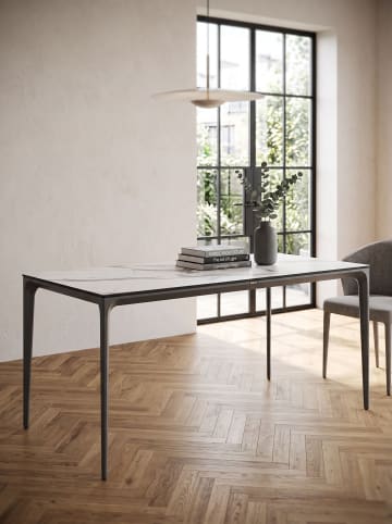 Beliani Esstisch SOVARETO in Weiß/Grau - (W) 90 x (H) 75 x (L) 180 cm
