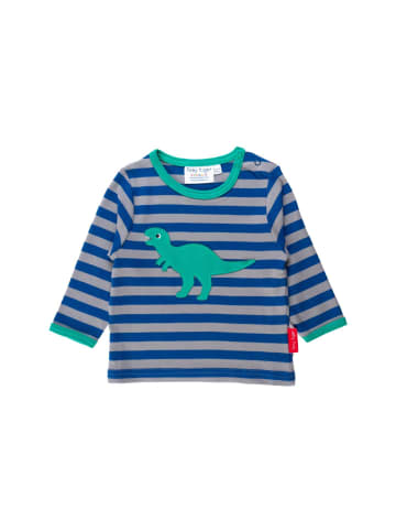 Toby Tiger Langarmshirt mit T-Rex Applikation in blau