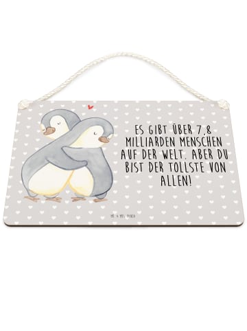Mr. & Mrs. Panda Schild Pinguine Kuscheln mit Spruch in Grau Pastell