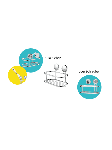 Eisl Dusch-Wandablage, Chrom, zum Kleben oder Schrauben