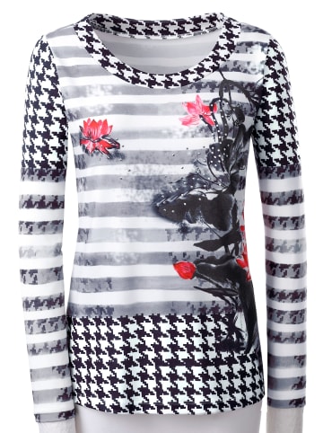 WITT WEIDEN Langarmshirt in schwarz-rot-bedruckt