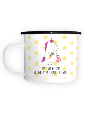 Mr. & Mrs. Panda Emaille Tasse Einhorn Gemüse mit Spruch in Weiß