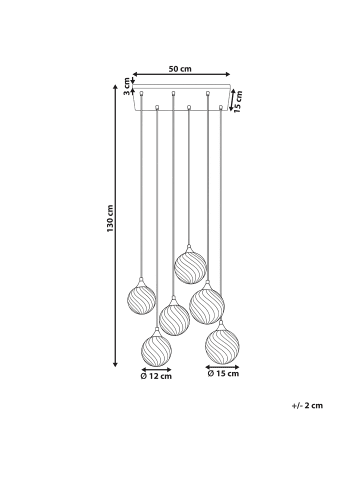 Beliani Pendelleuchten TUDDI in Bunt - (W) 50 x (H) 130 cm
