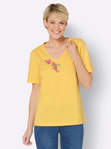 Sieh an! V-Shirt in gelb-pink