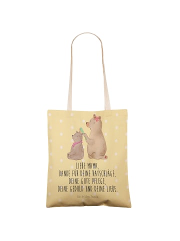 Mr. & Mrs. Panda Tote Bag Bär Kind mit Spruch in Gelb Pastell