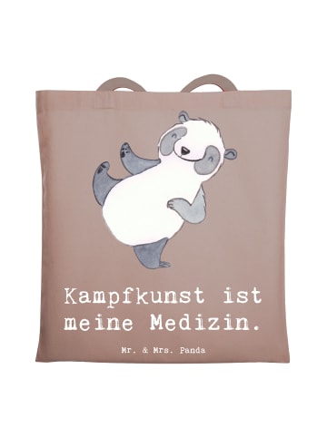 Mr. & Mrs. Panda Tragetasche Panda Kampfkunst mit Spruch in Braun Pastell