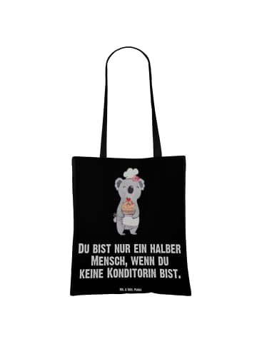 Mr. & Mrs. Panda Jutetasche Konditorin Herz mit Spruch in Schwarz