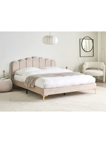 Beliani Doppelbett SAUVIAN in Beige/Gold - (W) 165 x (H) 98 x (L) 207 cm