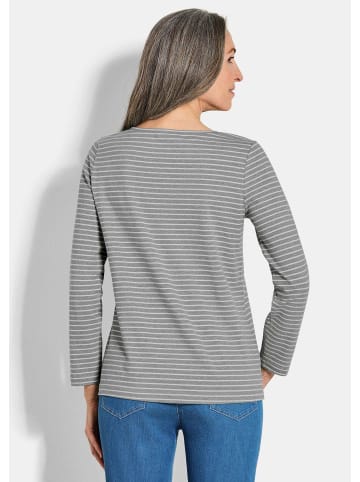 GOLDNER Shirt-Set Langarm 3er-Baumwollshirt-Set in grau / cremeweiß / grau / geringelt