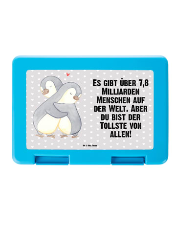 Mr. & Mrs. Panda Bentobox Pinguine Kuscheln mit Spruch in Grau Pastell