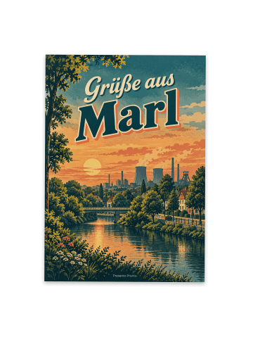 Mr. & Mrs. Panda Postkarte Stadt nostalgisch Design mit Spruch in Weiß