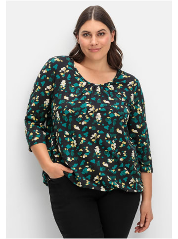 sheego 3/4-Arm-Shirt in schwarz gemustert