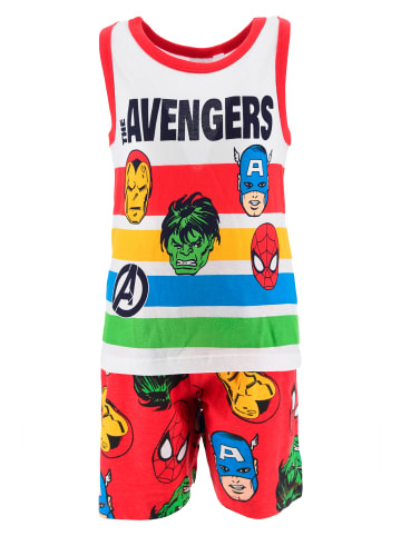 Avengers 2tlg. Outfit: Schlafanzug Sommer kurz Shirt und Short in Rot
