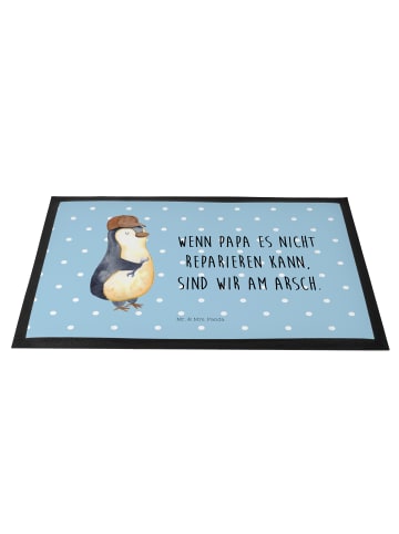 Mr. & Mrs. Panda Fussmatte Wenn Papa es nicht reparieren kann, s... in Blau Pastell