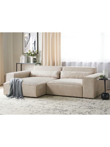 Beliani Ecksofa HELLNAR in Beige - (W) 262 x (H) 70 x (L) 176 cm