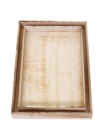 MCW 2er Set Serviertablett im Shabby-Look, Naturbraun