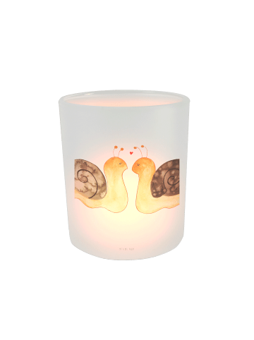 Mr. & Mrs. Panda Windlicht aus Glas Schnecken Liebe ohne Spruch in Transparent