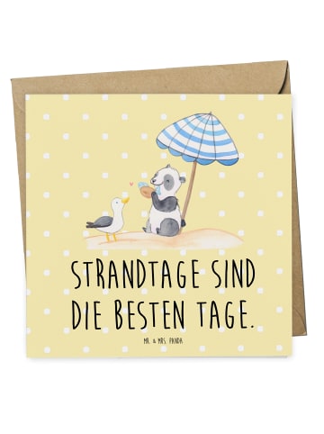 Mr. & Mrs. Panda Grußkarte Sommer Strandtage mit Spruch in Gelb Pastell