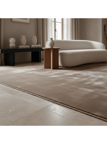 KADIMA DESIGN Teppich Kurzflor Uni-Farbe Microfaser Antirutsch Wohnzimmer waschbar in Beige