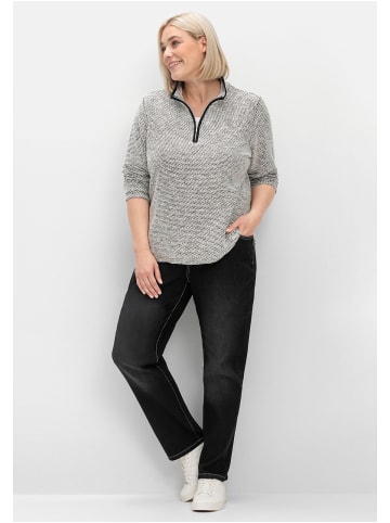 sheego Sweatshirt in ecru gemustert