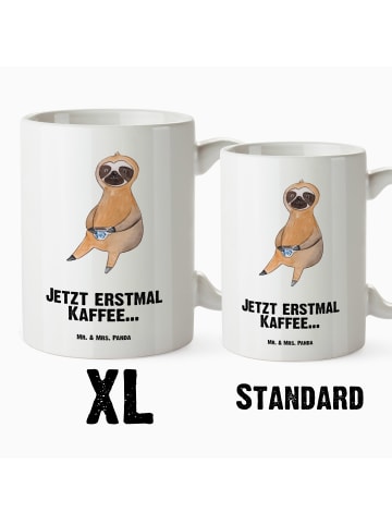 Mr. & Mrs. Panda XL Tasse Faultier Kaffee mit Spruch in Weiß