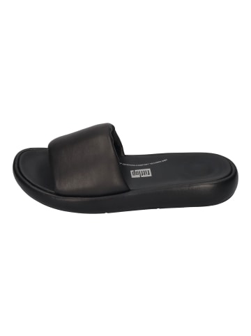 fitflop Pantoletten iQUSHION D-LUXE PADDED LEATHER SLIDES in schwarz