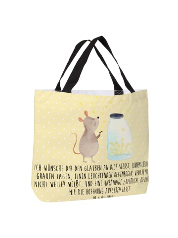 Mr. & Mrs. Panda Tote Bag Maus Sterne mit Spruch in Gelb Pastell