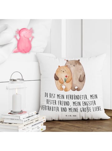 Mr. & Mrs. Panda Kopfkissen Bären Liebe mit Spruch in Weiß