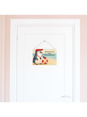 Mr. & Mrs. Panda Schild Bademeister Leidenschaft Design mit Spruch in Weiß