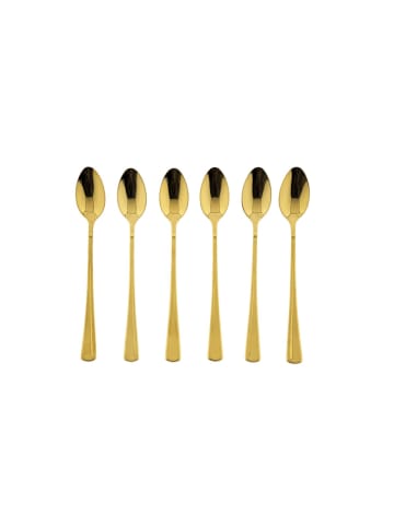 Almina Longdrinklöffel aus hochwertigem Edelstahl, 19 x 3 cm - 6er Set, Gold in Gold