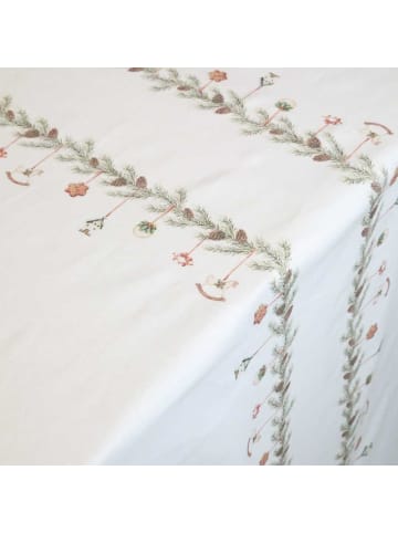 Chic Antique Tischdecke AIX Weiß mit Weihnachtsgirlande 140x240 cm