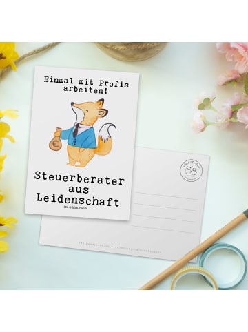 Mr. & Mrs. Panda Postkarte Steuerberater Leidenschaft mit Spruch in Weiß