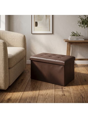 SCENA LIVING Rechteckiger Hocker mit Stauraum aus Kunstleder in Braun, 38 x 38 x 38 cm