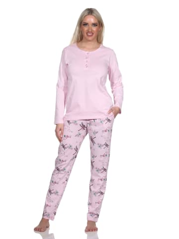 NORMANN Schlafanzug langarm Pyjama Pyjamahose floralem Alloverprint in rosa