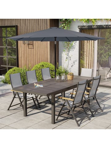 ABRIHOME Sonnenschirme in Grau Ø300 cm knickbar für Garten Balkon Strand