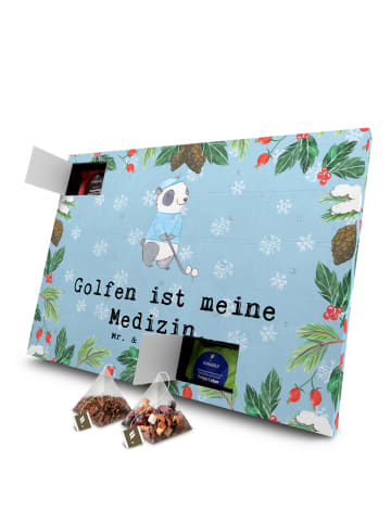 Mr. & Mrs. Panda Tee Adventskalender Panda Golfen mit Spruch in Eisblau