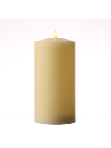 MARELIDA LED Kerze Echtwachs flackernd D: 10cm H: 22cm in creme