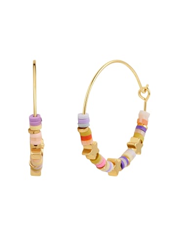 Yokoamii Ohrringe Sterne aus Messing mit Heishi Perlen in gelbgold