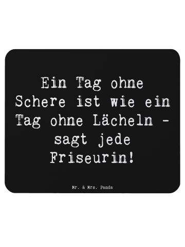 Mr. & Mrs. Panda Mauspad Spruch Friseurin Schere mit Spruch in Schwarz