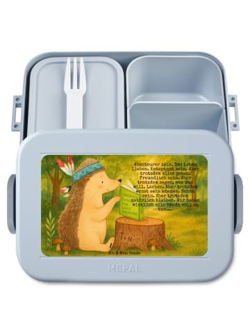 Mr. & Mrs. Panda Bento Box Igel Federschmuck Design mit Spruch in Blau Pastell