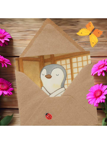 Mr. & Mrs. Panda Grußkarte Pinguin Karate Design ohne Spruch in Weiß