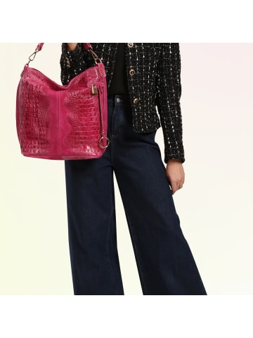 Toscanto Toscanto Beuteltasche, Shopper Leder fuchsia, pink ca. 41cm